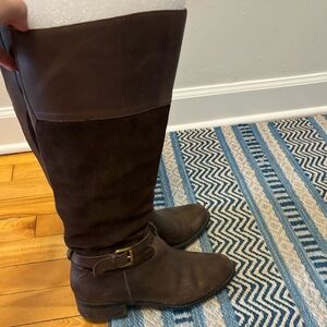 Franco Sarto suede and leather wide calf boots, size 7